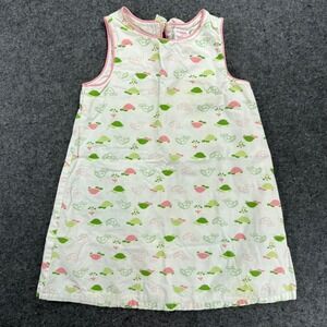 Gymboree Girls Dress 3T White Pink Green Turtle Sleeveless Cotton